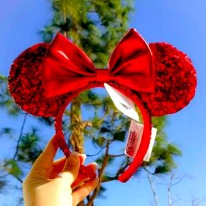 Disney Parks Red Sequin Minnie Mouse Ear Headband New